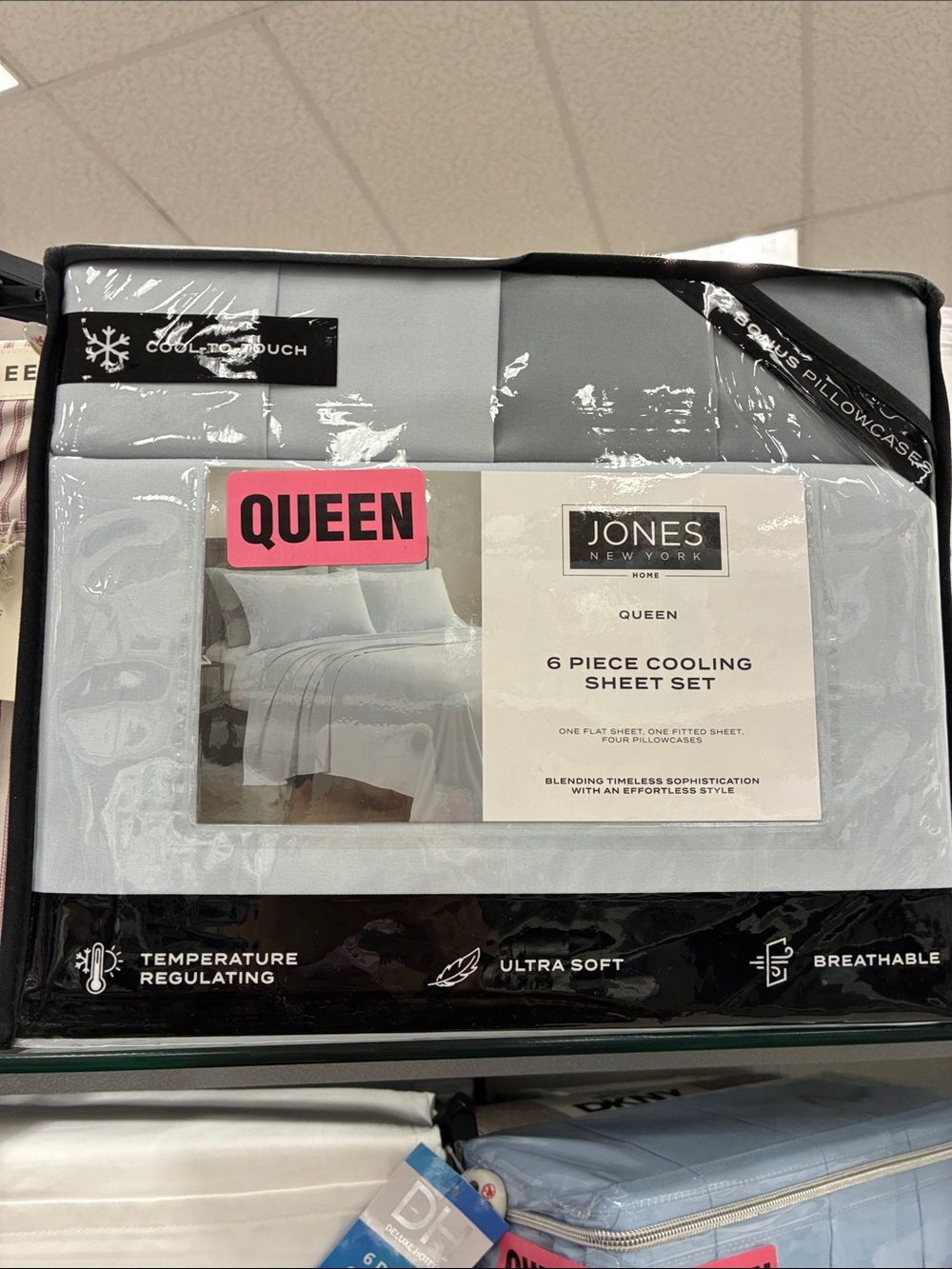 Jones New York Queen 6-Piece Cooling Sheet Set in Light Blue